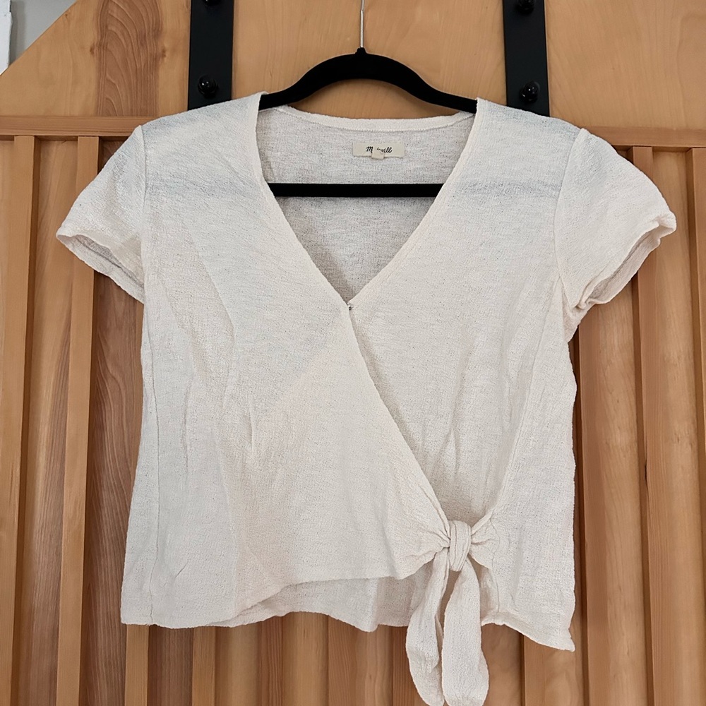 Madewell Cream Wrap short sleeve Top